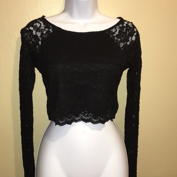 Express Tops - Express Black Lace Crop Top NWT